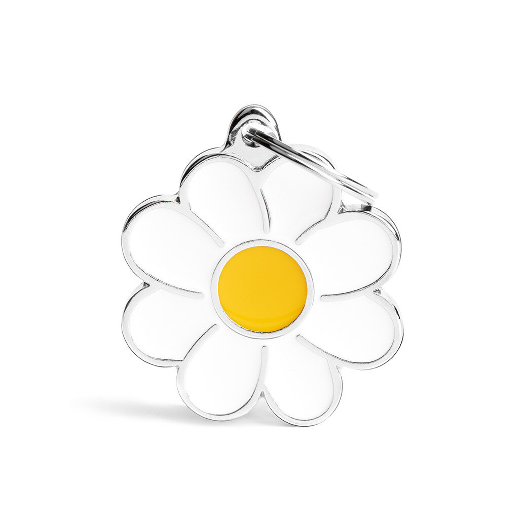 MyFamily Big Daisy ID Tag pour chiens en blanc