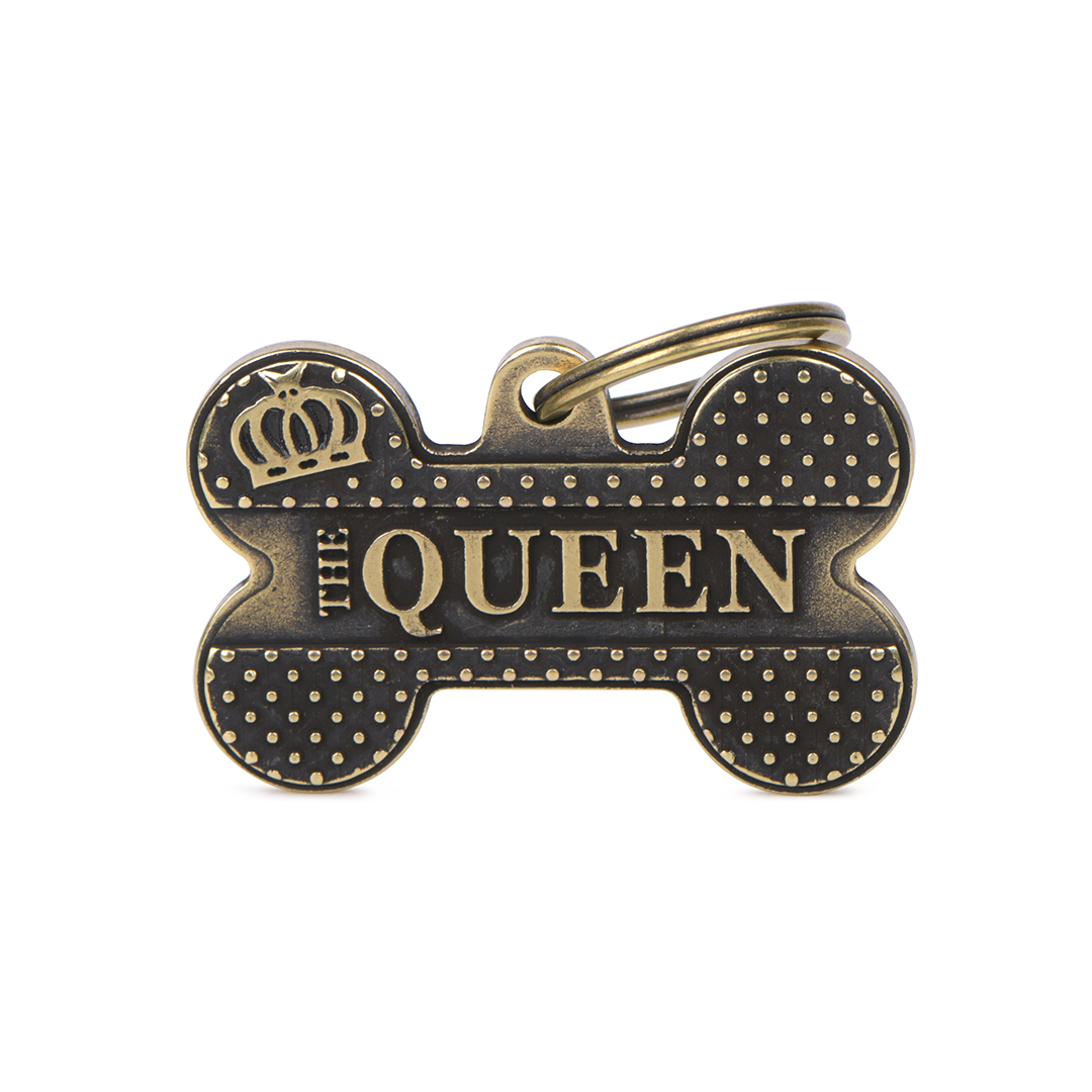 MyFamily Big Bone Bronx QUEEN ID-Tag pour chiens en or