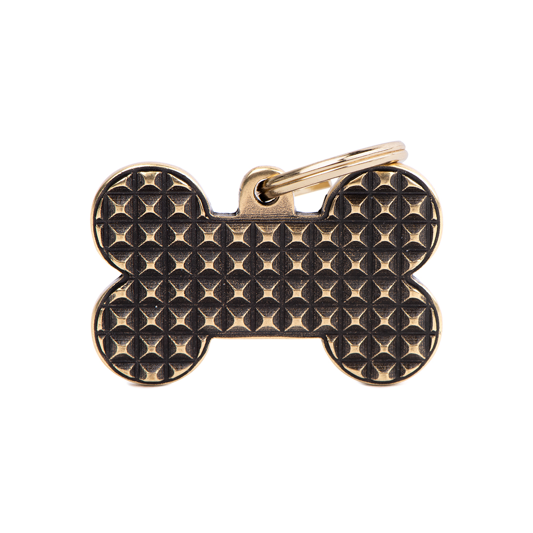 MyFamily Big Bone Bronx Studs ID-Tag pour chiens en or