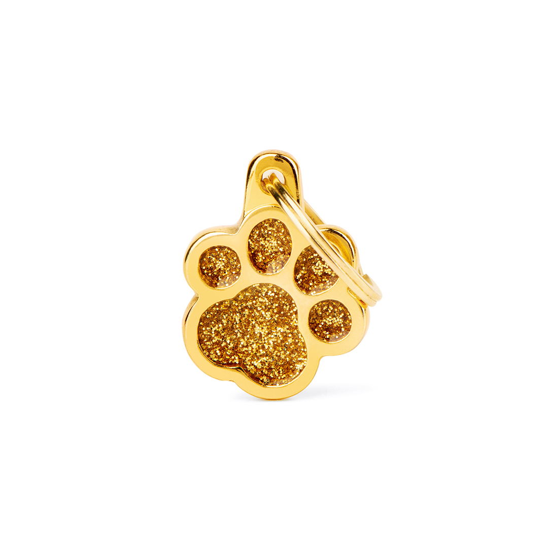 MyFamily Paw Glitter ID-Tag in gold