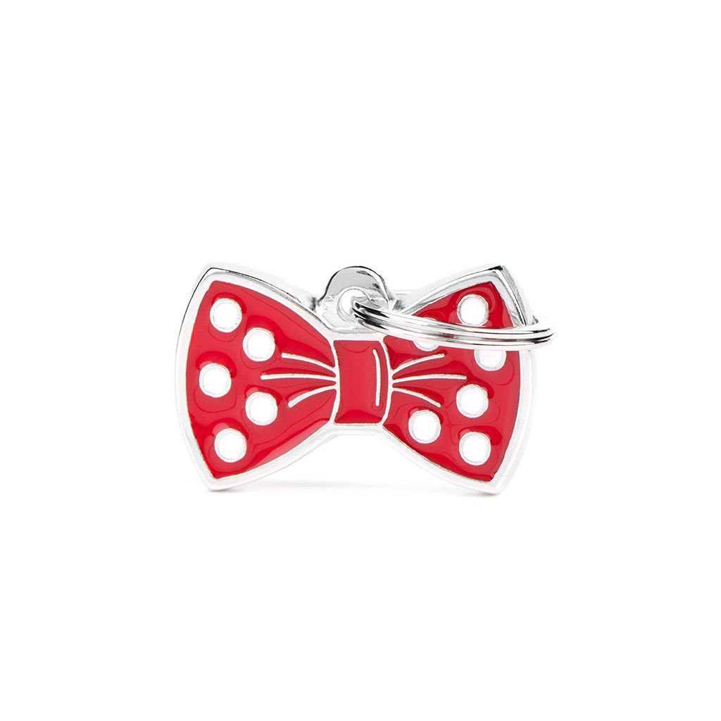 MyFamily Bow Tie ID Tag pour chiens en rouge