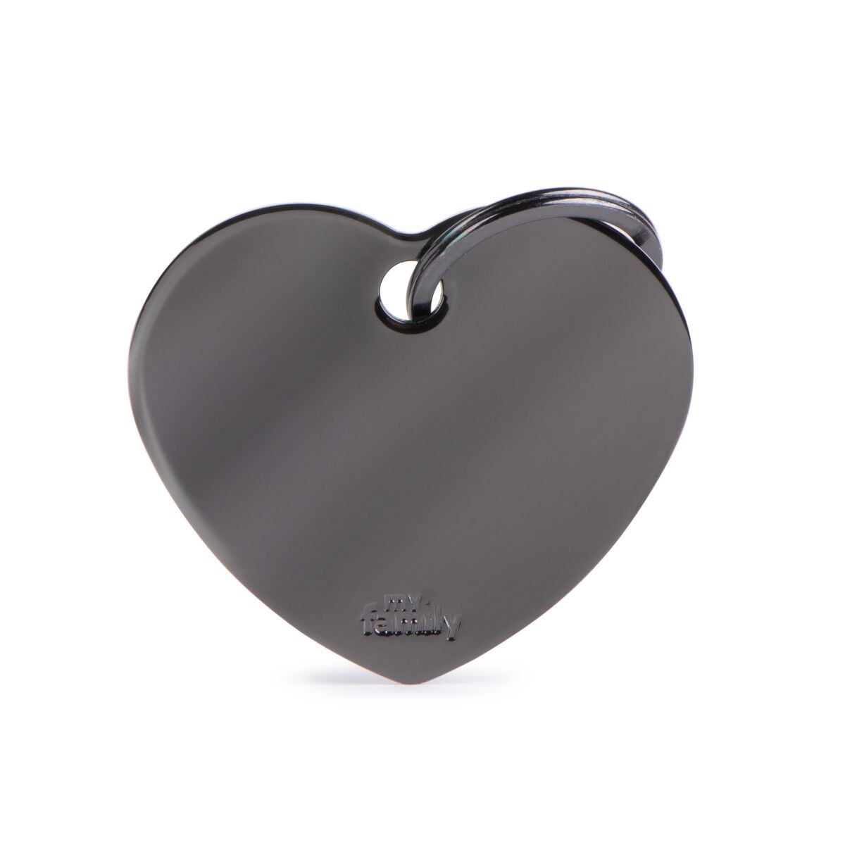 MyFamily Heart Black Brass ID Tag für Hunde in schwarz