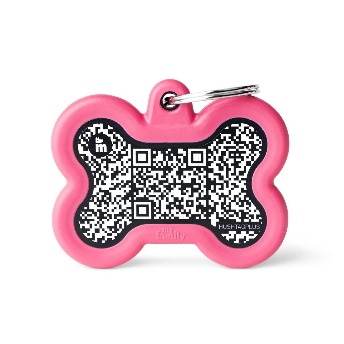 MyFamily Bone Hushtag Plus ID Tag pour chiens en rose