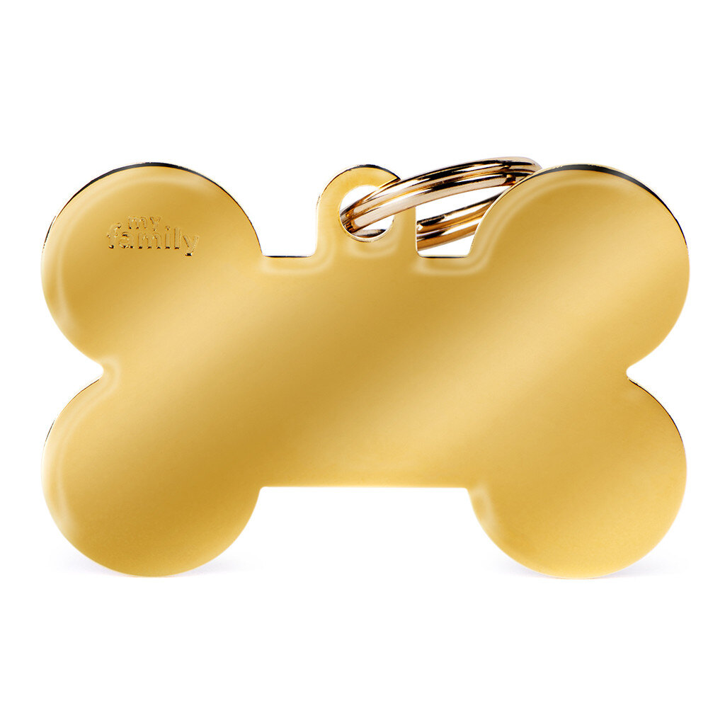 MyFamily Bone Golden Brass ID Tag pour chiens en or