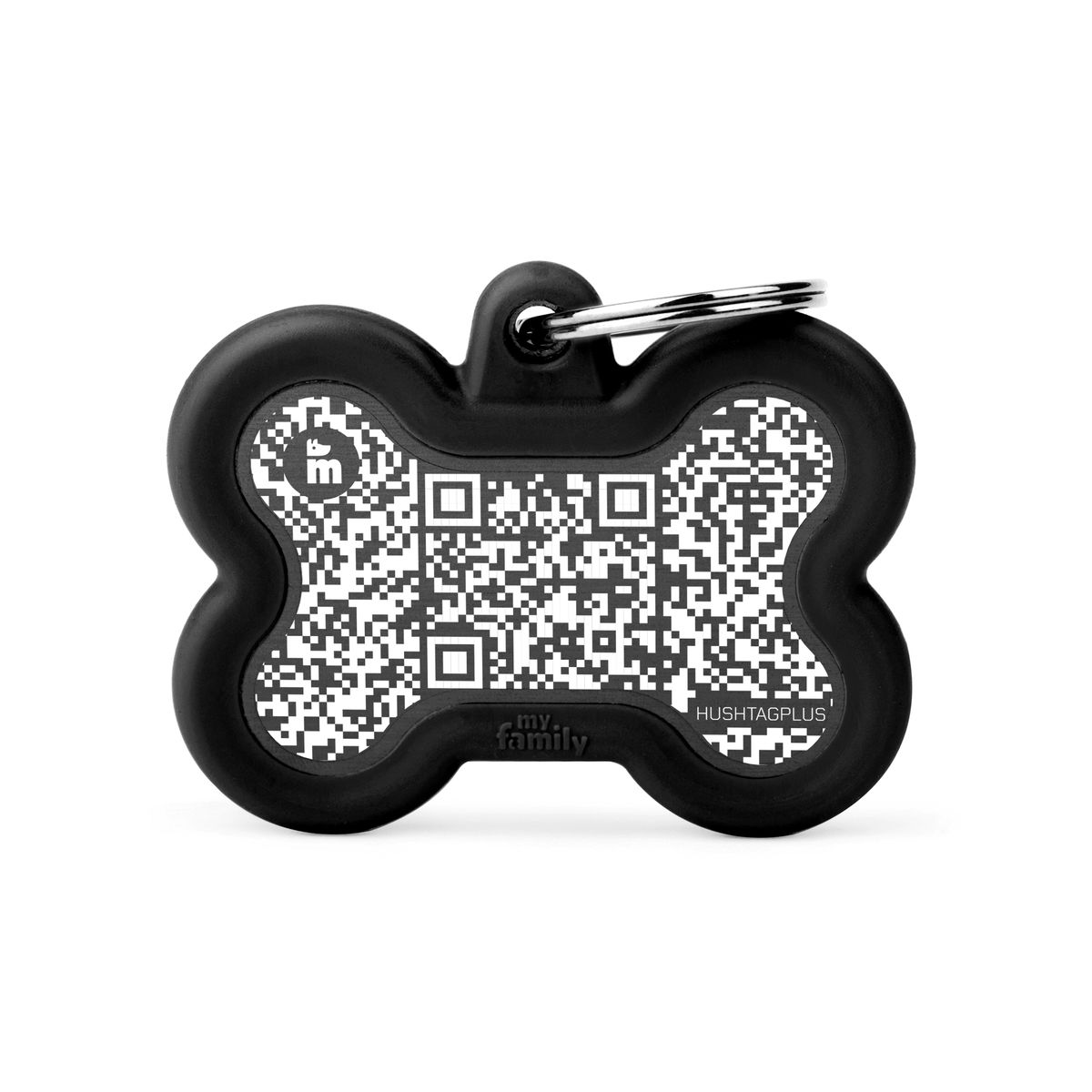 MyFamily Bone Hushtag Plus ID Tag für Hunde in schwarz